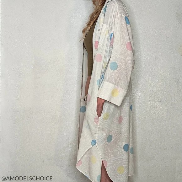Vintage Polka Dot Button Up Smock Cover Up - Picture 5 of 7